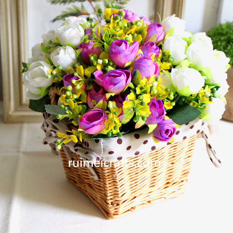 cut flower Square Rattan Storage Basket Vase Home Table.jpg